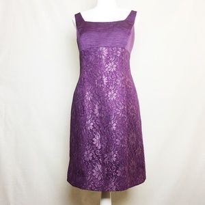 Tahari Purple Sleeveless With Lace Cocktail Dress